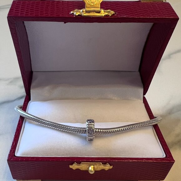 Pandora RETIRED pink CZ Trinity Spacer .925 Sterling Silver Charm - Picture 5 of 7